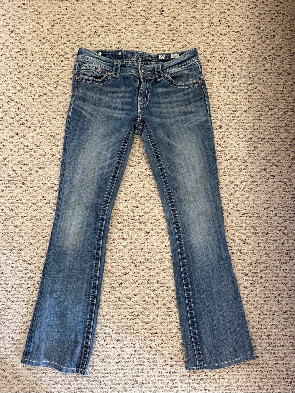 Miss Me Bootcut Jeans – Size 27 | Signature Embroidered Pockets